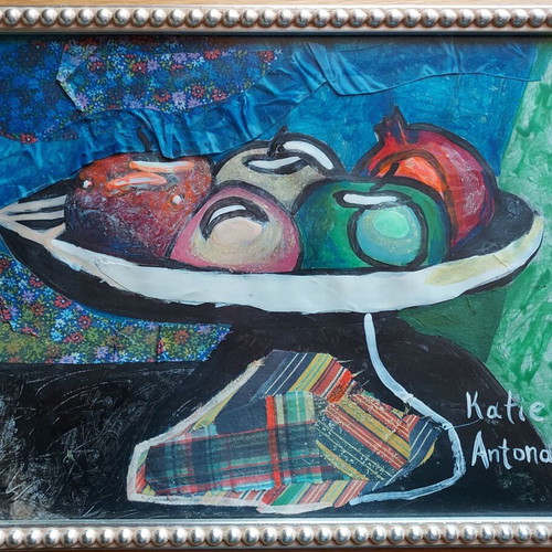 Fruit Bowl Painting new with mixed technique and handmade frame