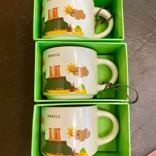 Starbucks espresso ornament cups Greece set of 3, brand new in box