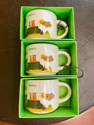 Starbucks espresso ornament cups Greece set of 3, brand new in box