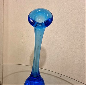 Midcentury Vintage Blue Small Geometric Vase