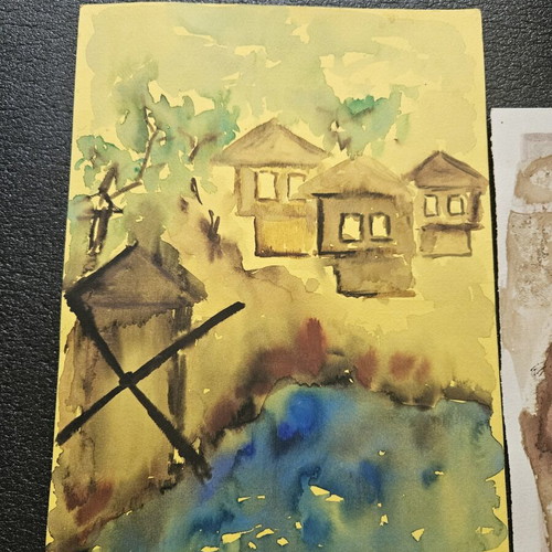 Watercolor paintings set of 3 like new, two signed