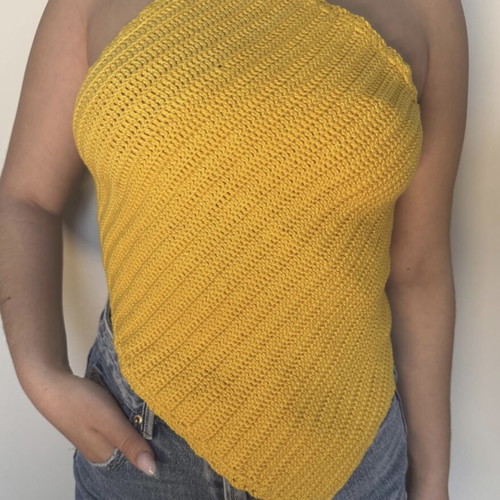 Handmade crochet top yellow made to order