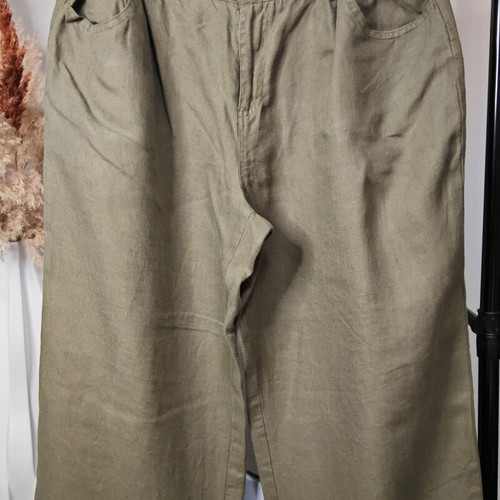 Karavan Khaki Linen Pants size L like new, wide leg