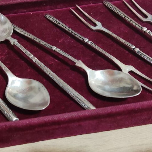 Silver 800 spoons and forks used, set of 14 pieces