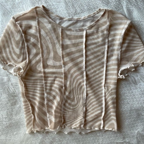 Cream semi-transparent top like new, size S, white and beige