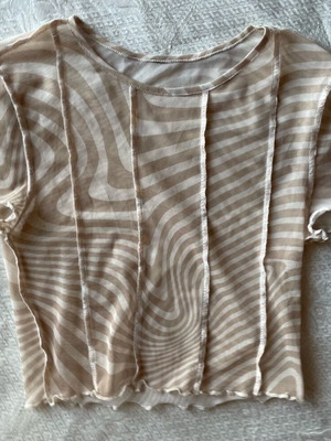 Cream semi-transparent top like new, size S, white and beige