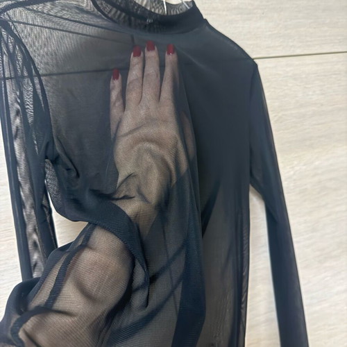 Sheer black mesh long sleeve top Decoro brand new size M