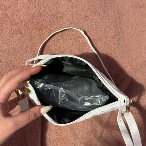 Women's small shoulder bag new, white with gold details