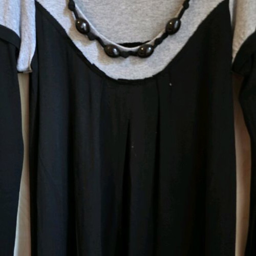 Long-sleeve mini dress black/grey with decorative beads