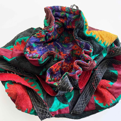 Backpack used, colorful fabric with embroidery from Uzbekistan