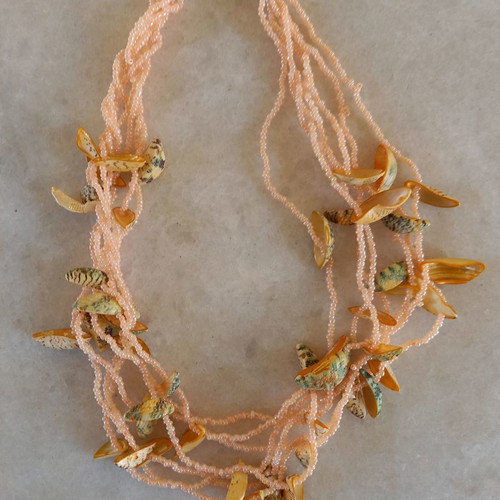 Necklaces with beads and shells used, set of 2 pieces