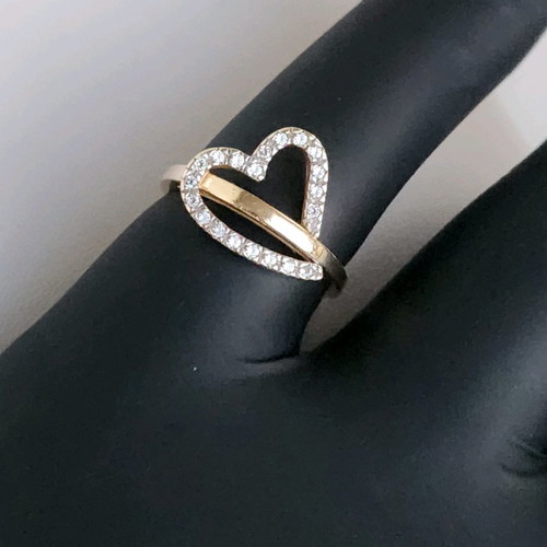 Gold ring 14 carat used, 585 gold with zircon, size 57 or 17