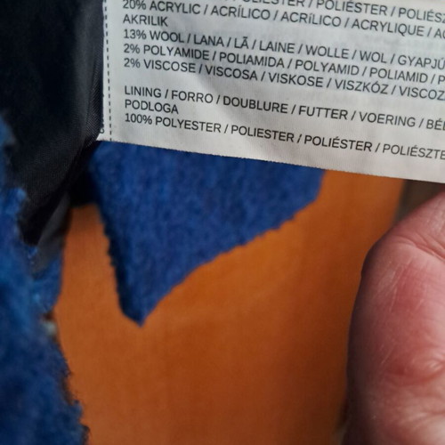 Mango coat used, petrol bouclé texture, size XS