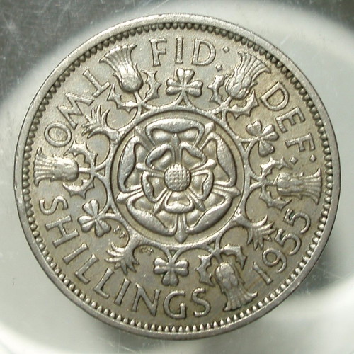 2 Shillings coin used, lot of 4, Elizabeth II