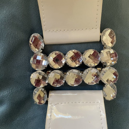 White Elastic Belt with Rhinestones like new