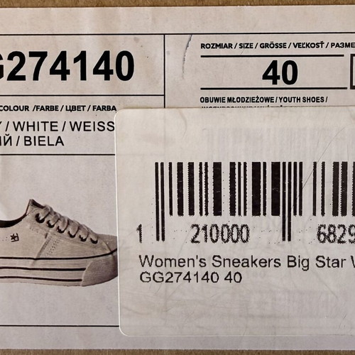 Big Star white leather sneakers like new, size 40