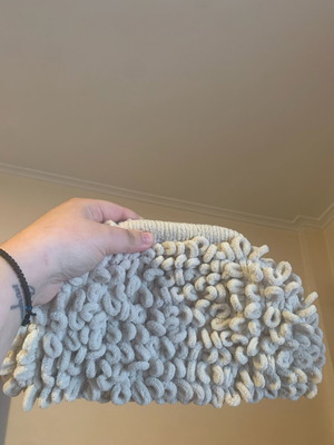 Puffy bag new, handheld, white and beige, size 17x25 with lining