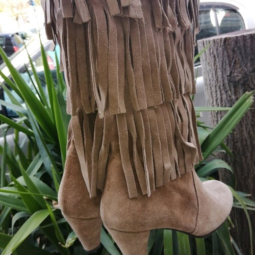 Beige boots made of genuine suede leather, like new