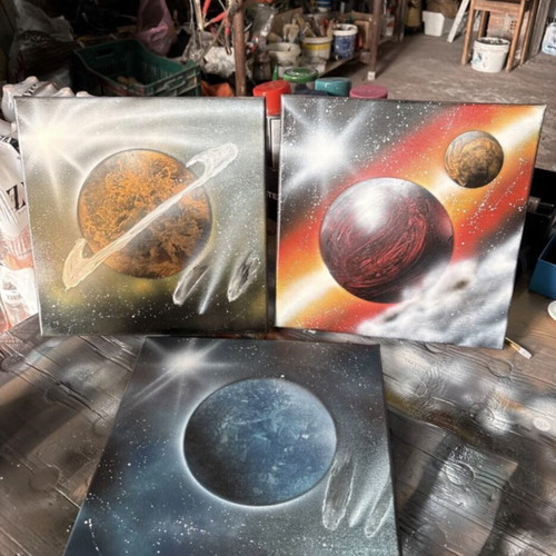 Saturn Handmade Space Canvas Painting New