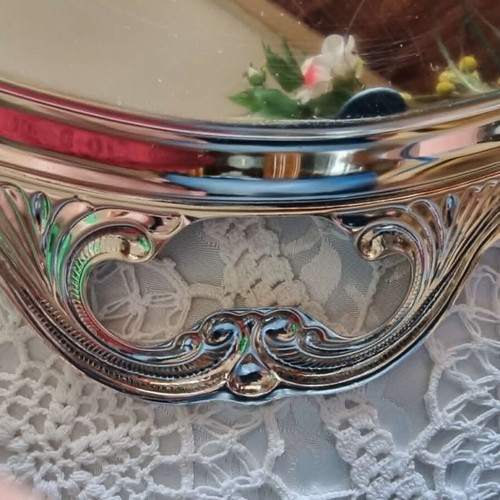 Vintage Silver-Plated Serving Trays set of 2 with embossed designs like new