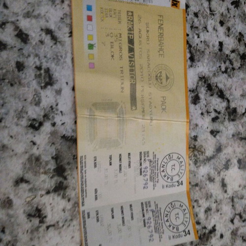 PAOK match ticket from historic Fenerbahce game 26-8-10 like new