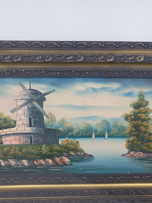 Oil painting on canvas 65×100 cm with carved frame like new