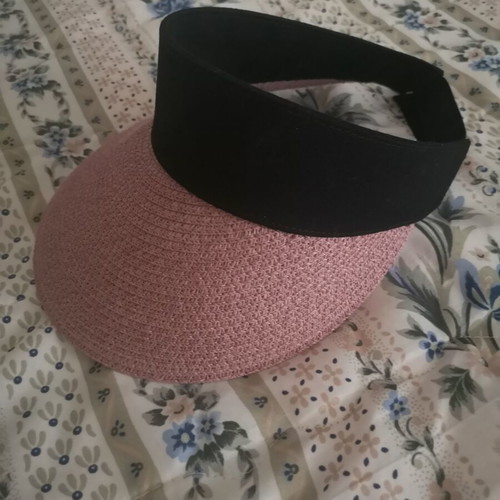 Bella Accessori Straw Sun Visor Pink and Black One Size like new