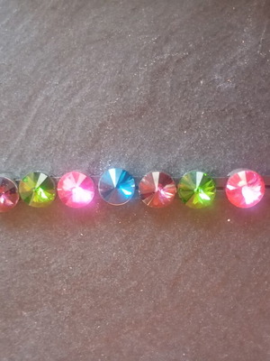 Tennis bracelet used with colorful Rivoli crystals