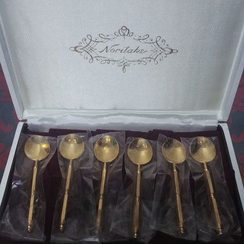 Noritake Japan gold-plated spoons set new