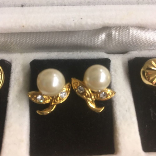 Pierre Cardin earrings set used, vintage, 6 pairs gold-tone