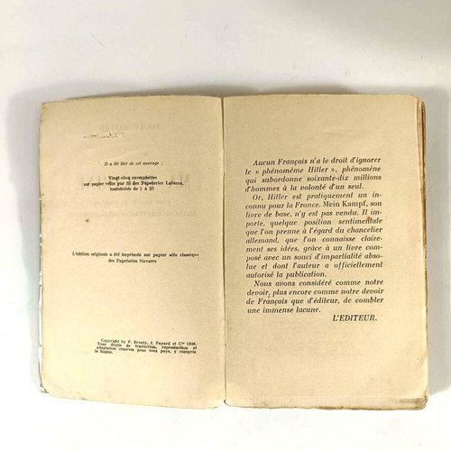 Ma Doctrine book by Adolf Hitler used, French edition 1938