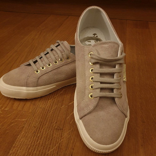 Superga beige suede sneakers new, size 39, with laces and ribbons