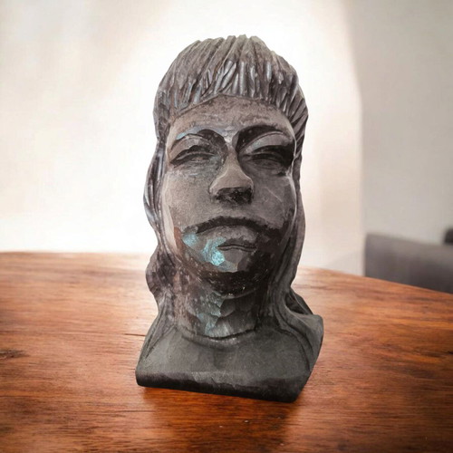 Brazilian indigenous bust old, like new, ebony wood handmade