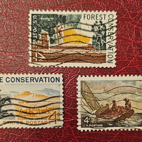 Stamps used, set of 3 from America 1958-1962
