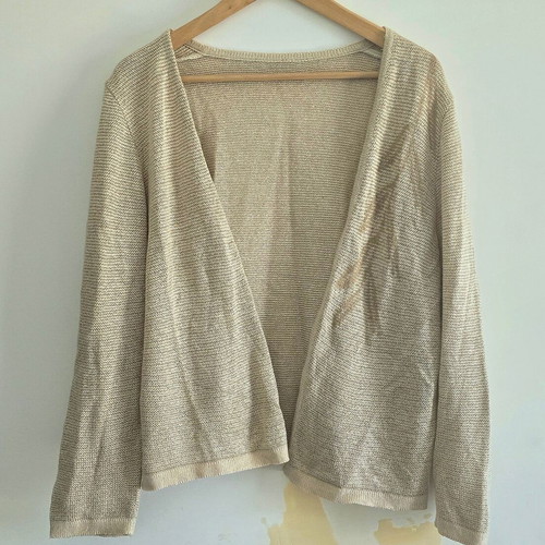 Beige cardigan with branch design, size Medium