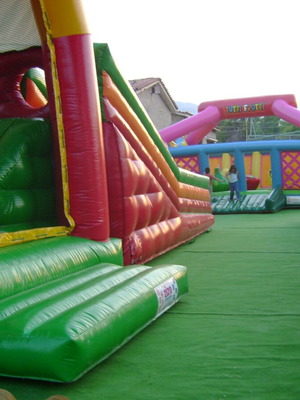 Playground with certified inflatables and safety equipment