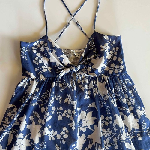 Zara long dress white and blue like new, size M