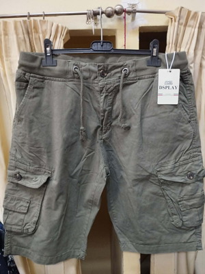 Men's Cargo Bermuda Shorts with Elastic Waist and Side Pockets New, Green