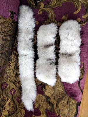 Fur set real collar and sleeves white with black touches like new