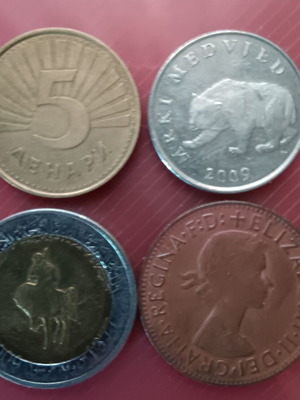 Foreign coins used, lot of 4 pieces