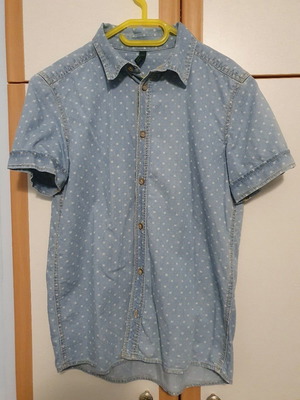 Denim πουκάμισο Benetton μεταχειρισμένο με μικρά σχεδιάκια για αγόρι 10 ετών