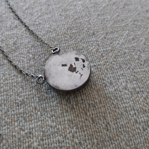 Silver 925 necklace used with natural Dendritic Agate 21mm