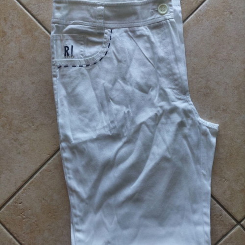 Rannia White Cotton Pants Size 38 Premium Quality Designer Details