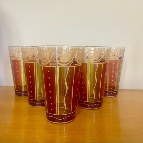 CERVE water glasses set of 6 vintage, new, hand decorated