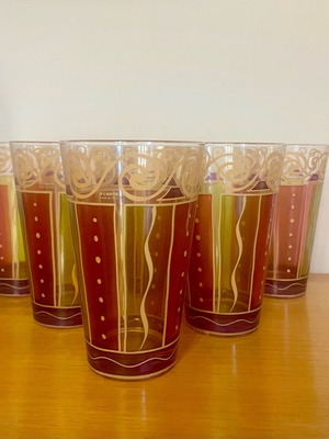 CERVE water glasses set of 6 vintage, new, hand decorated