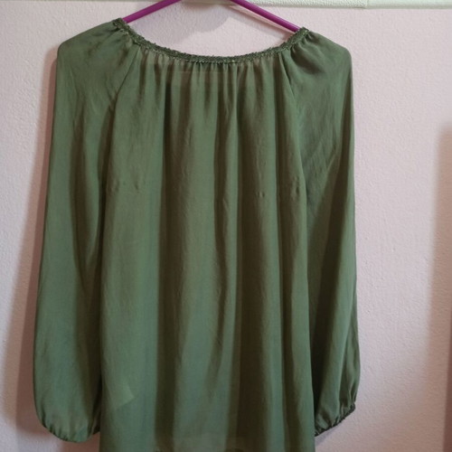 Women's blouse used, khaki, xsmall fitting small, semi-transparent