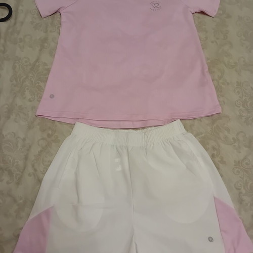 Girls' sports set, white and pink, size 152 cm