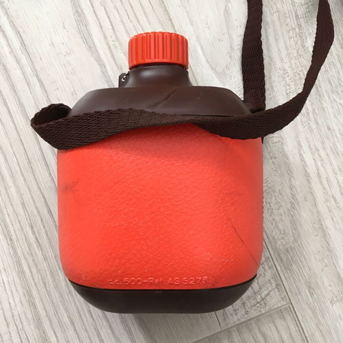 Vintage plastic water bottle Orange Style used by Quattro elle Urgnano