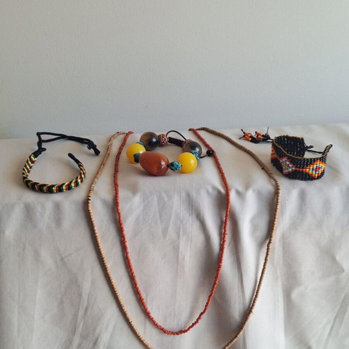 Ethnic bundle of 5 handmade jewelry pieces from Ethiopia and Nepal, like new