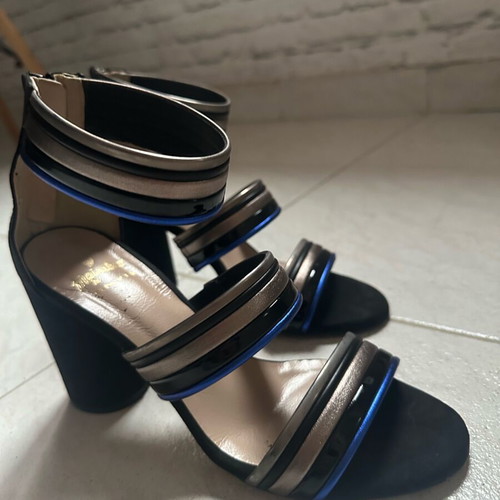 Mauriboo sandals new with elastic strap, black and blue, size 37